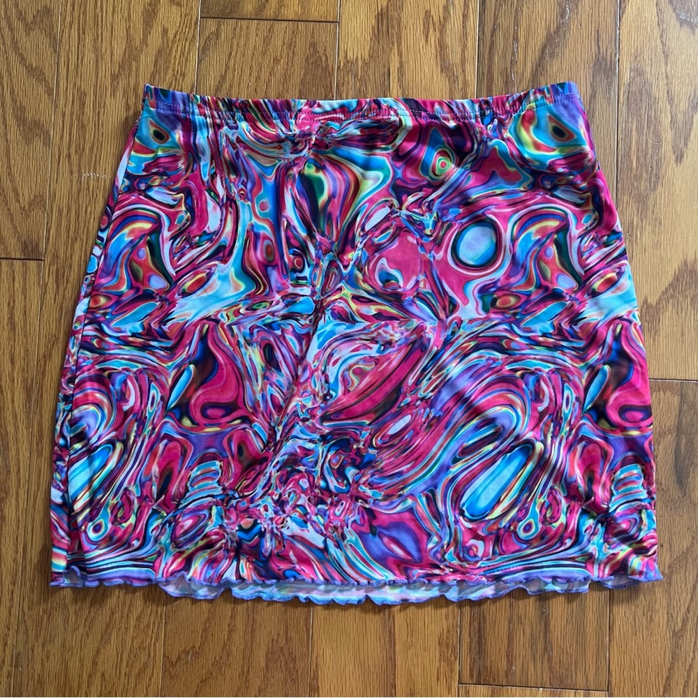 Vibrant Multicolor Skirt SHEIN disco swirl mini skirt xl extra large